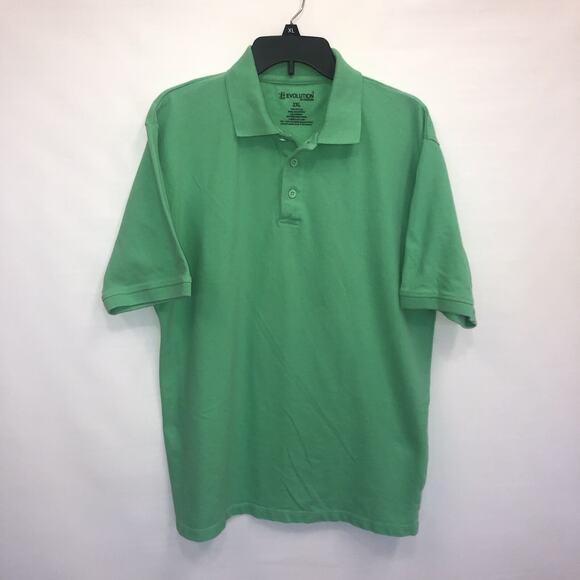 Evolution In Design Button Up Adult XXL Mens Green Short Sleeve 100% Cotton Polo - Picture 1 of 15